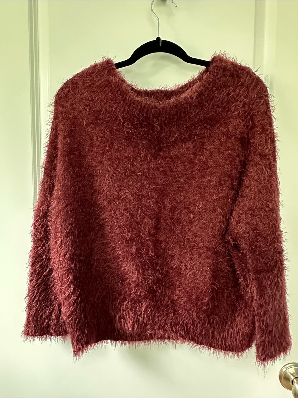 Express Women's Fuzzy Crewneck Sweater - Rust